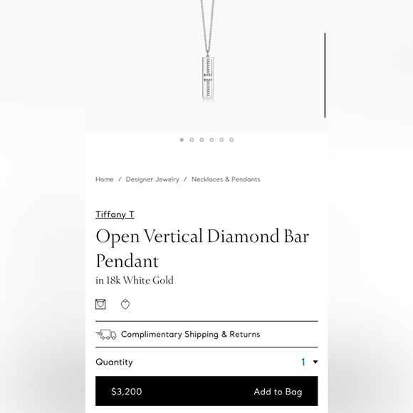 Tiffany & Co Open Vertical Diamond Bar Pendant - Picture 2 of 6